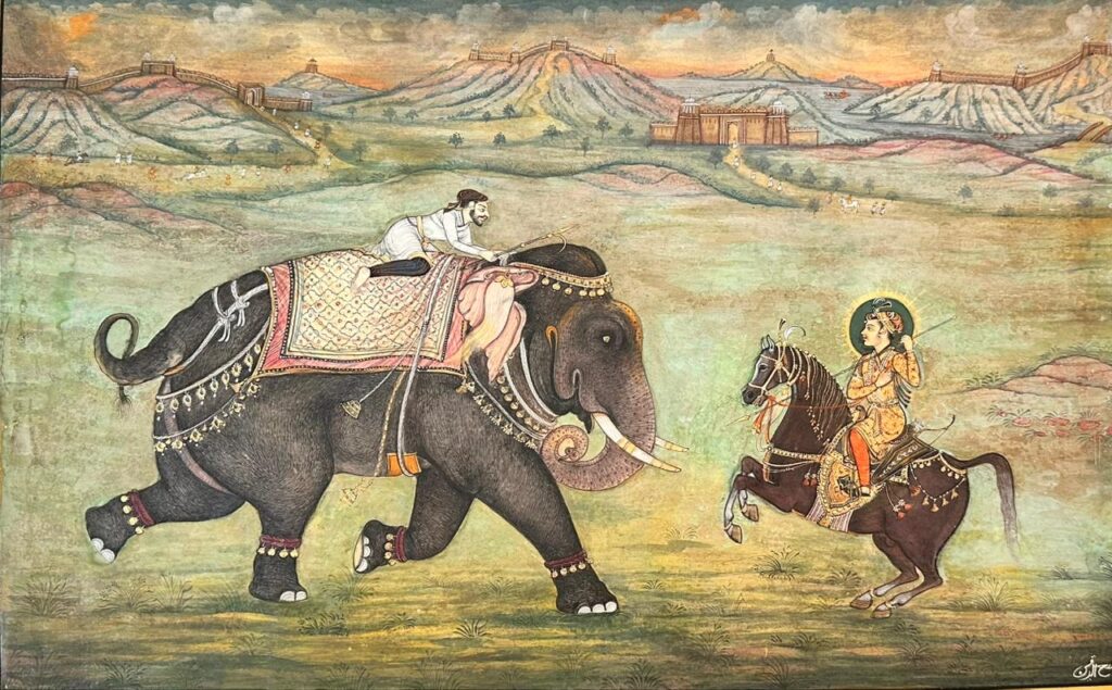 Mughal Hathi or Ghode par Shehjade Ladte hue