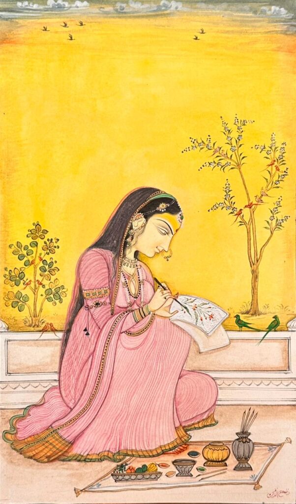 Kangra Lady Chitrakari karte hue